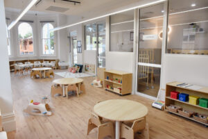 Childcare infant classroom with Montessori materials